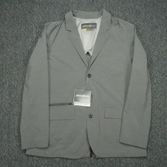 Eddie Bauer Jacket Men 46 Gray Travex Voyager II Travel Blazer Vented NWT